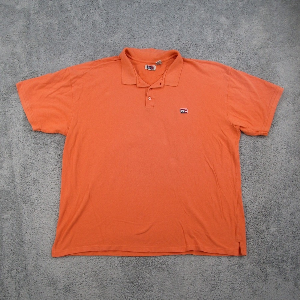 Phat Farm Mens 5X Orange Short Sleeve Cotton Pique Polo Shirt Flag Logo RN 59123